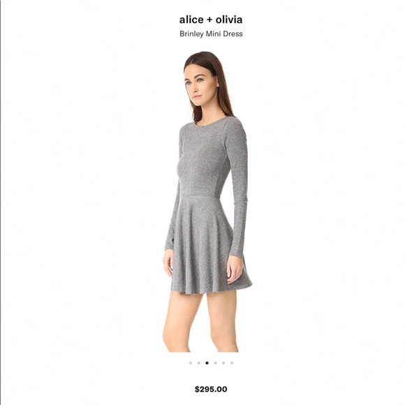 Alice + Olivia Brinley Mini Dress Gray Long Sleeve - Picture 2 of 8